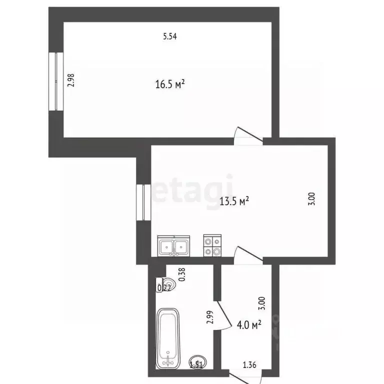 1-к кв. Ханты-Мансийский АО, Нягань 4-й мкр, 22 (38.5 м) - Фото 1