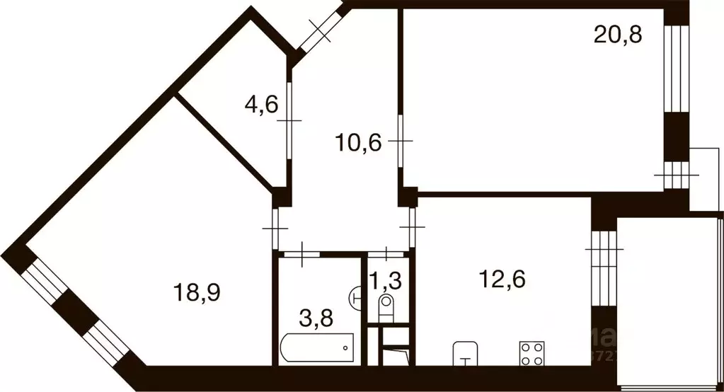 2-к кв. Москва д. Ивановское, ул. Семена Гордого, 12 (71.9 м) - Фото 0