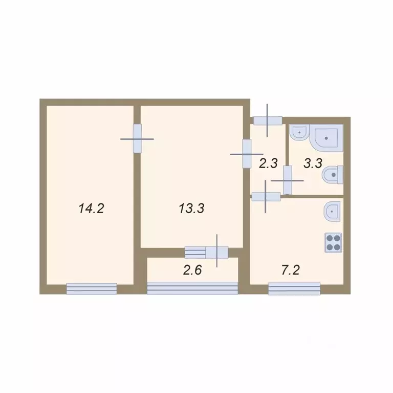 2-к кв. Санкт-Петербург дор. Муринская, 10к1 (41.6 м) - Фото 1