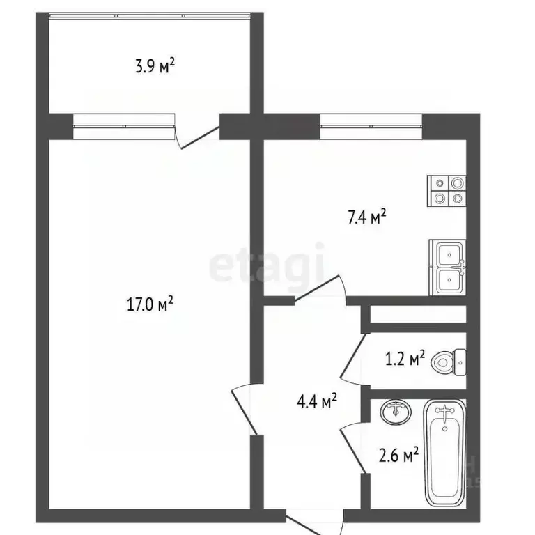 1-к кв. Московская область, Подольск Народная ул., 29А (34.8 м) - Фото 2