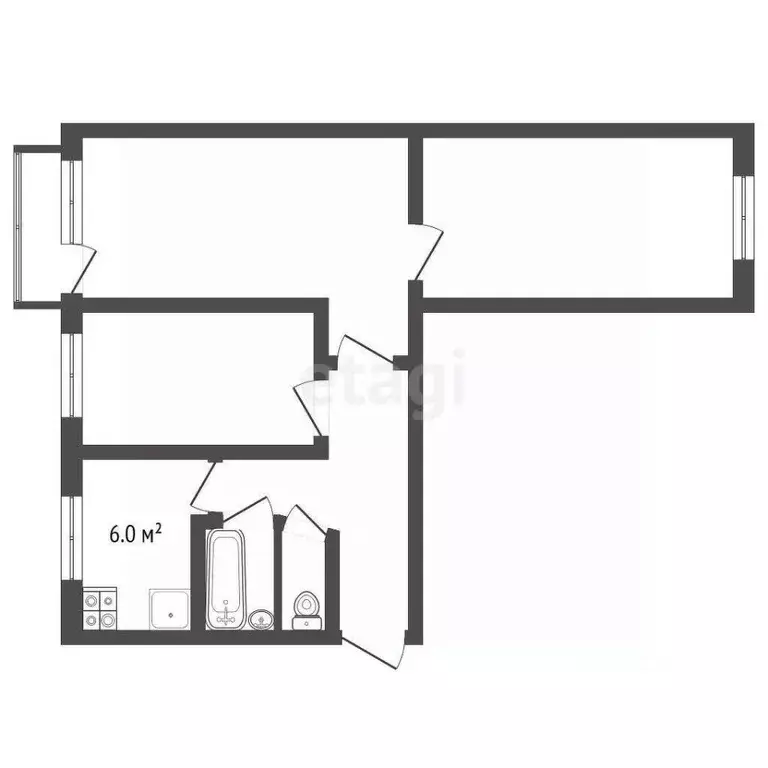 3-к кв. Ростовская область, Ростов-на-Дону Криворожская ул., 61 (60.0 ... - Фото 1