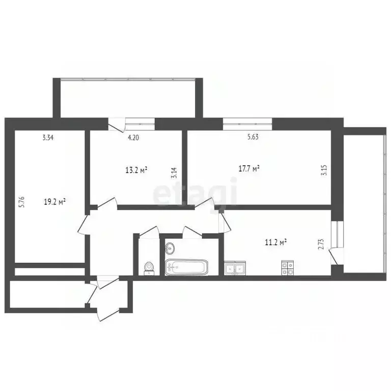 3-к кв. Ямало-Ненецкий АО, Ноябрьск ул. Космонавтов, 8 (75.9 м) - Фото 1
