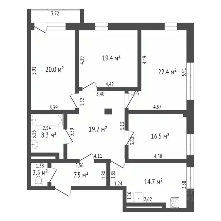 4-к кв. Севастополь просп. Героев Сталинграда, 7к1 (89.0 м) - Фото 2