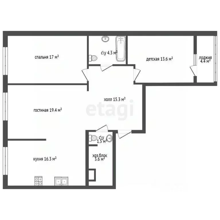 3-к кв. Санкт-Петербург ул. Александра Матросова, 1 (92.0 м) - Фото 2
