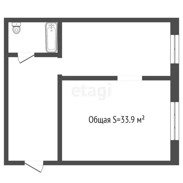 1-комнатная квартира: Киселёвск, Боевая улица, 12 (33.9 м) - Фото 0