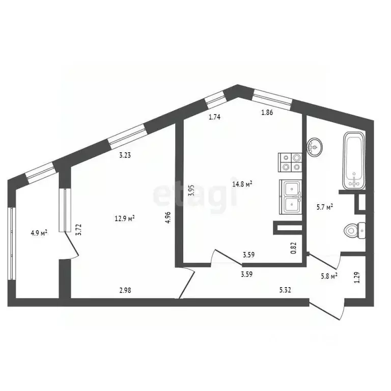 1-к кв. Санкт-Петербург Кузнецовская ул., 58к1 (39.2 м) - Фото 2