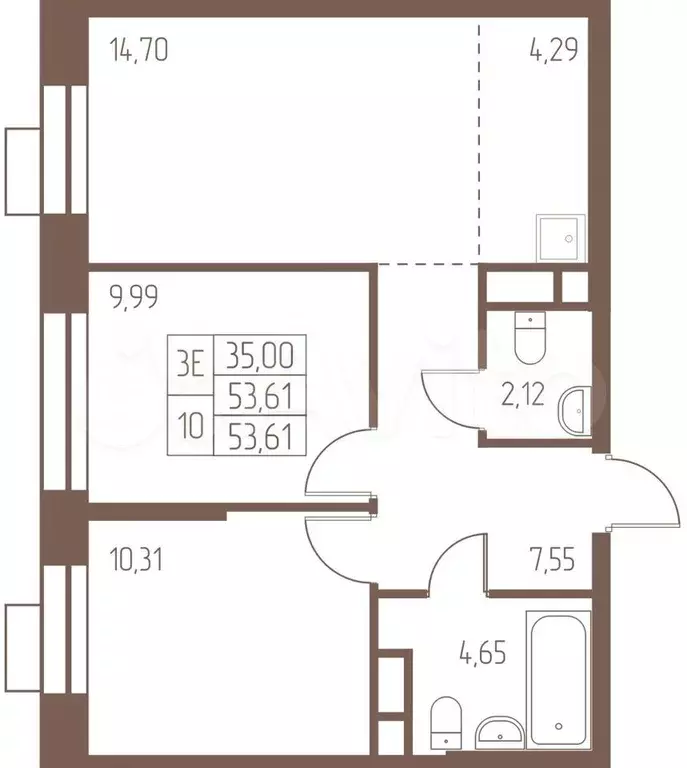 3-к. квартира, 53,6 м, 23/24 эт. - Фото 0