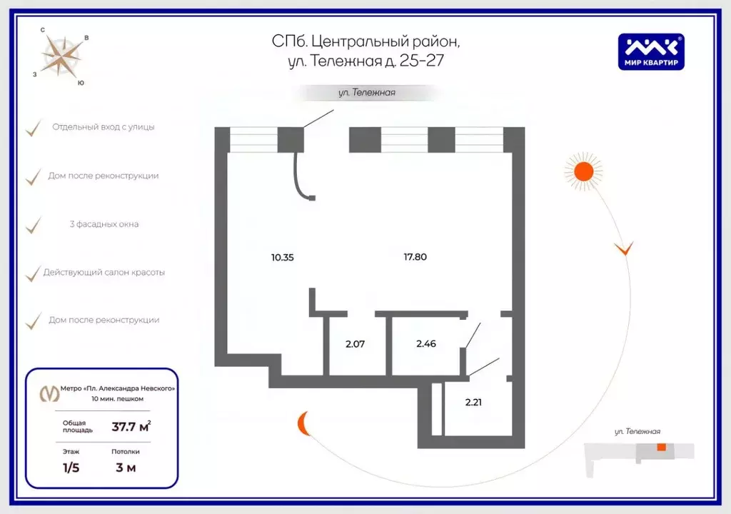 Помещение свободного назначения в Санкт-Петербург Тележная ул., 25-27 ... - Фото 2
