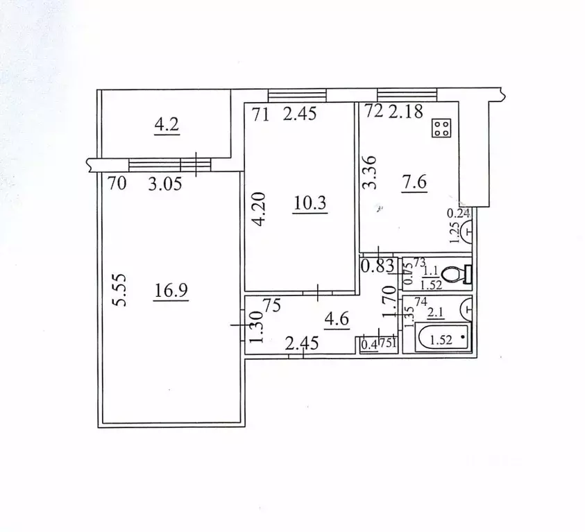 2-к кв. Самарская область, Самара ул. Мичурина, 46 (43.0 м) - Фото 2