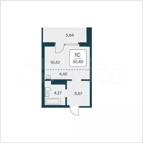 Квартира-студия, 30,5 м, 2/25 эт. - Фото 0