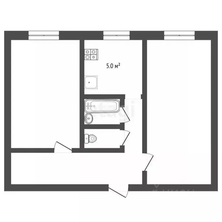 2-к кв. Самарская область, Самара ул. Стара-Загора, 203 (44.2 м) - Фото 1
