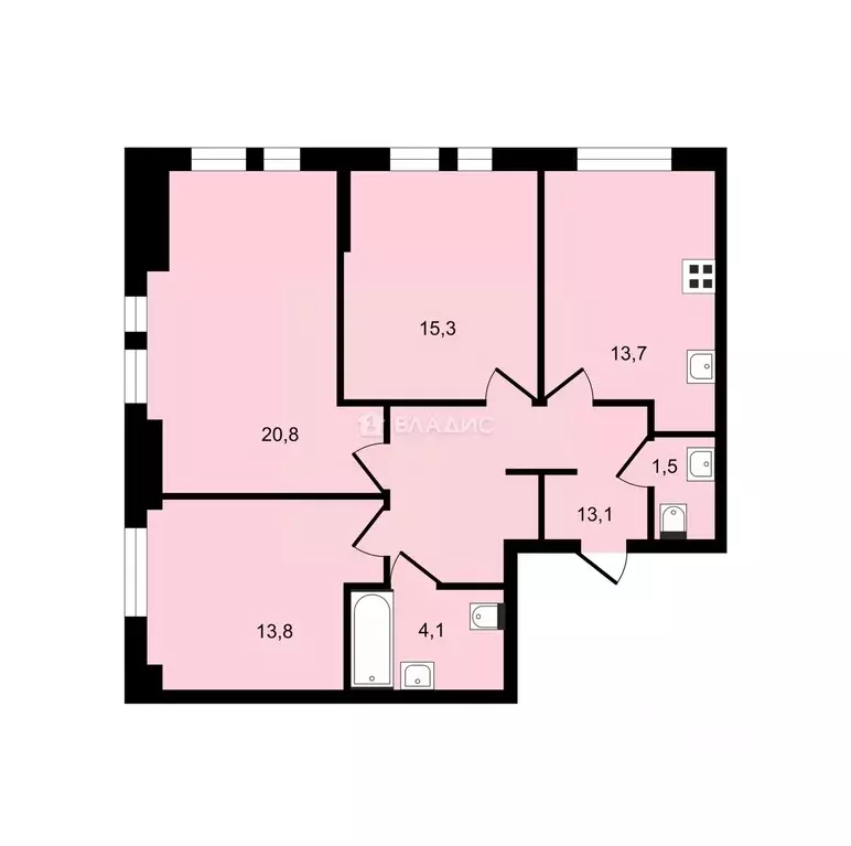 3-к кв. Московская область, Котельники ул. Сосновая, 5к1 (82.3 м) - Фото 1