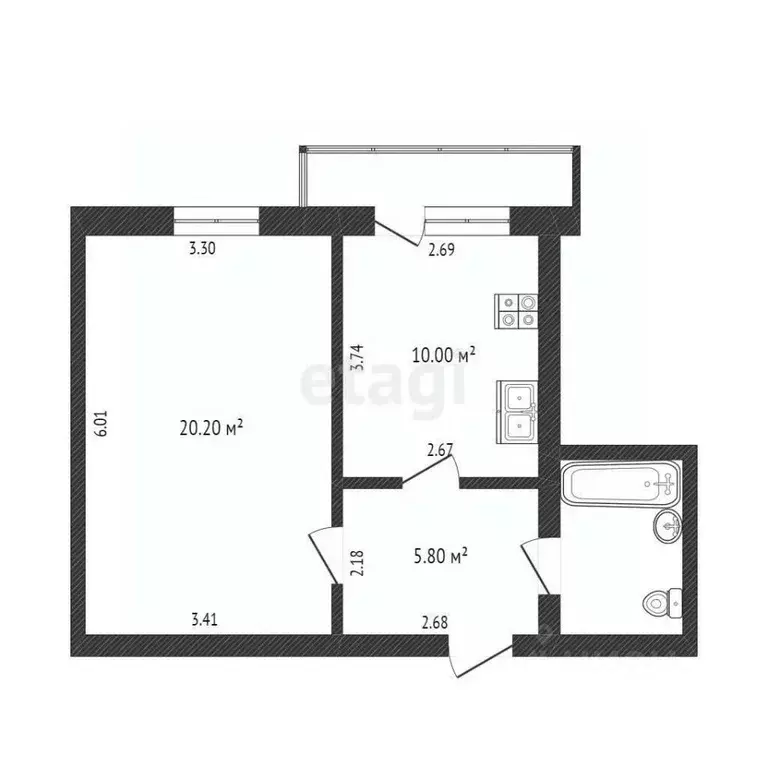 1-к кв. Вологодская область, Вологда Воркутинская ул., 9 (40.6 м) - Фото 2