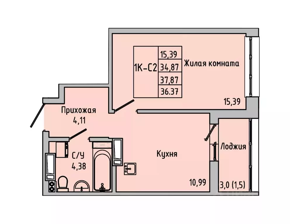 1-к кв. Ростовская область, Батайск  (36.37 м) - Фото 1