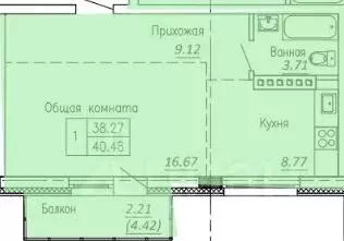 1-к кв. Алтайский край, Белокуриха Речной пер., 5 (40.48 м) - Фото 2
