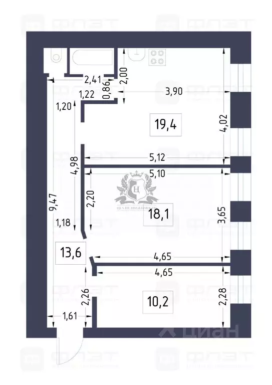 2-к кв. Санкт-Петербург 8-я Красноармейская ул., 14 (63.7 м) - Фото 2