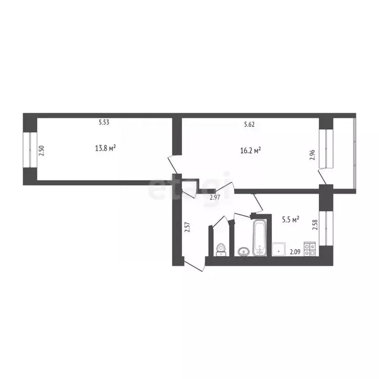 2-к кв. Тюменская область, Тюмень ул. Коммунаров, 7 (45.1 м) - Фото 1