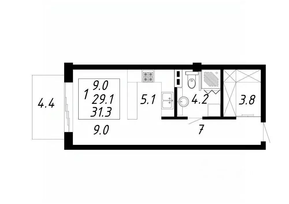1-к кв. Ставропольский край, Ессентуки Озеро жилой комплекс (31.3 м) - Фото 1