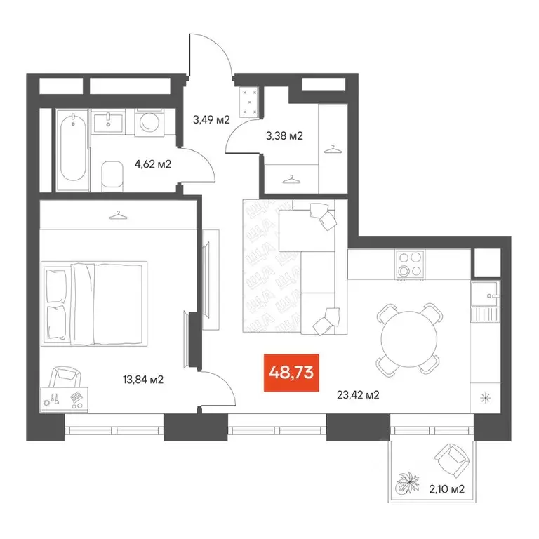 1-к кв. Новосибирская область, Новосибирск Академгородок мкр, ул. ... - Фото 1