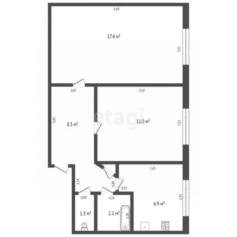 2-к кв. Кемеровская область, Юрга ул. Мира, 1 (47.1 м) - Фото 2