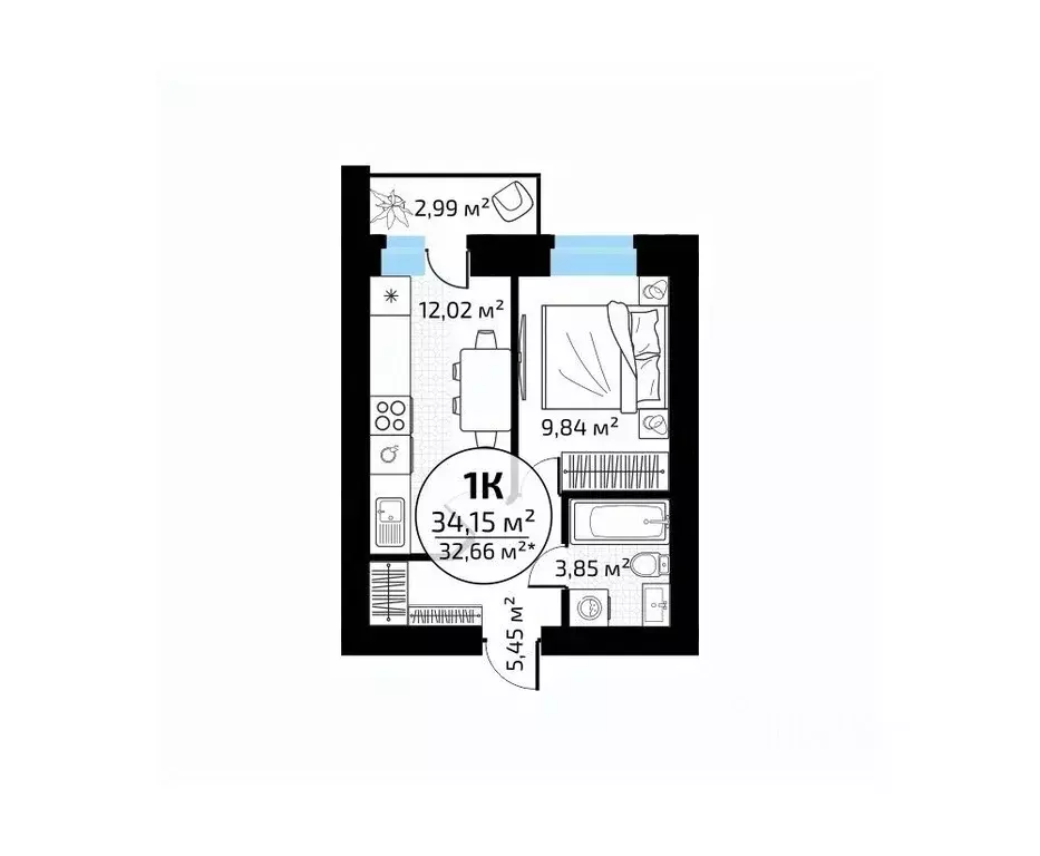 1-к кв. Самарская область, Самара пос. Мехзавод, 1-й кв-л, 50 (34.15 ... - Фото 1