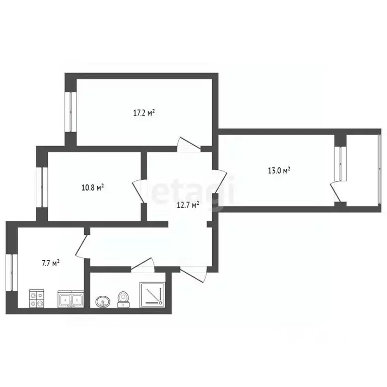 3-к кв. Ямало-Ненецкий АО, Новый Уренгой Советский мкр, 1/3 (66.6 м) - Фото 2