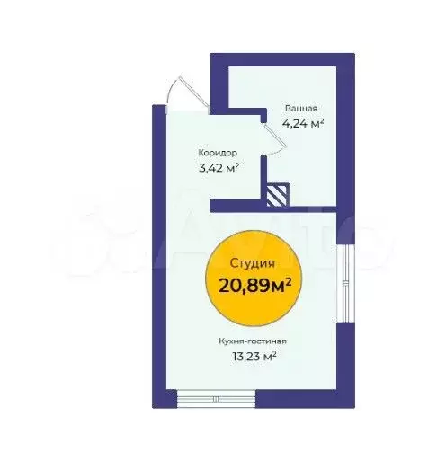 Квартира-студия, 21 м, 19/19 эт. - Фото 1