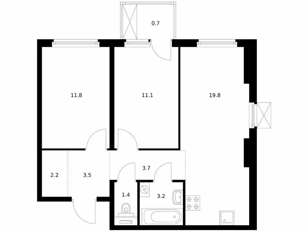 2-комнатная квартира: Казань, жилой комплекс Нокса Парк, 7 (57.4 м) - Фото 0