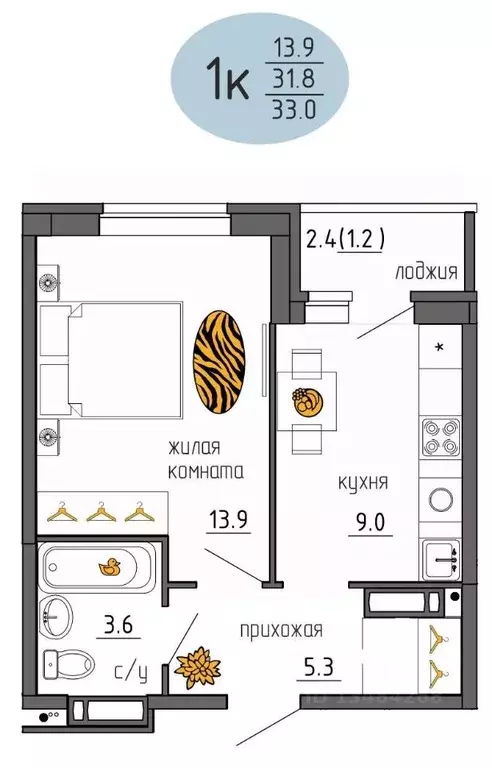 1-к кв. Пермский край, Пермь Ижевская ул., 38 (33.0 м) - Фото 1