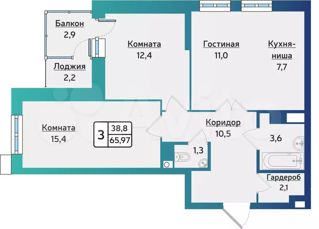 3-к. квартира, 66 м, 7/17 эт. - Фото 0