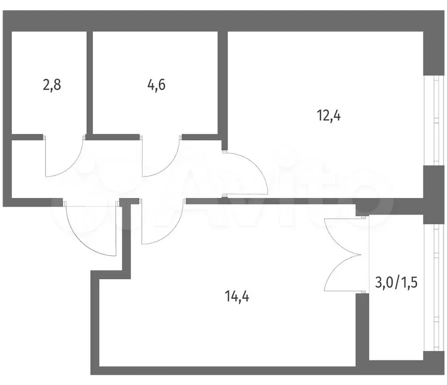 1-к. квартира, 40,4 м, 2/7 эт. - Фото 1