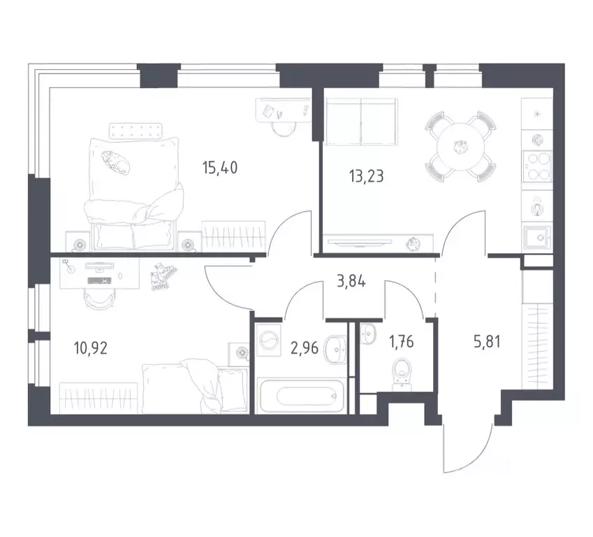 2-к кв. Московская область, Ленинский городской округ, д. Калиновка ... - Фото 1