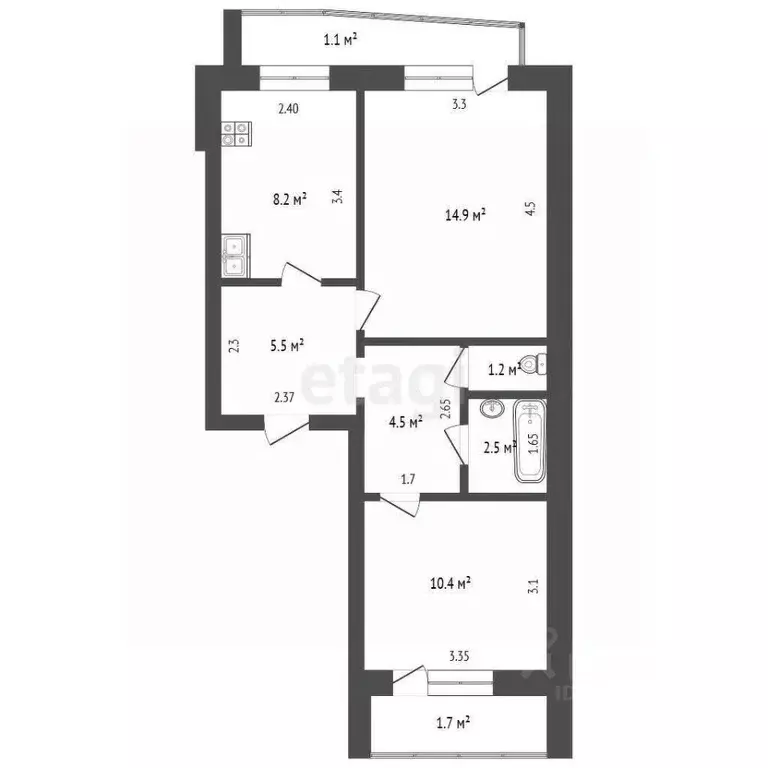 2-к кв. Мордовия, Саранск Коммунистическая ул., 10 (47.2 м) - Фото 2