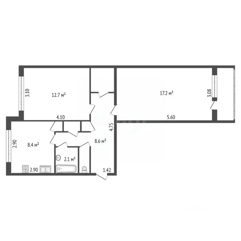 2-к кв. Ленинградская область, Ломоносовский район, Аннинское ... - Фото 1