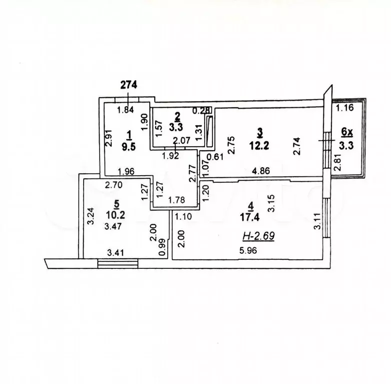 2-к. квартира, 56 м, 2/9 эт. - Фото 1
