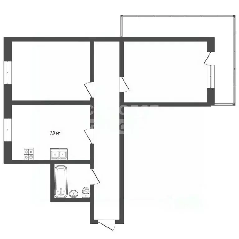 3-к кв. Московская область, Дзержинский ул. Ленина, 25 (56.4 м) - Фото 2