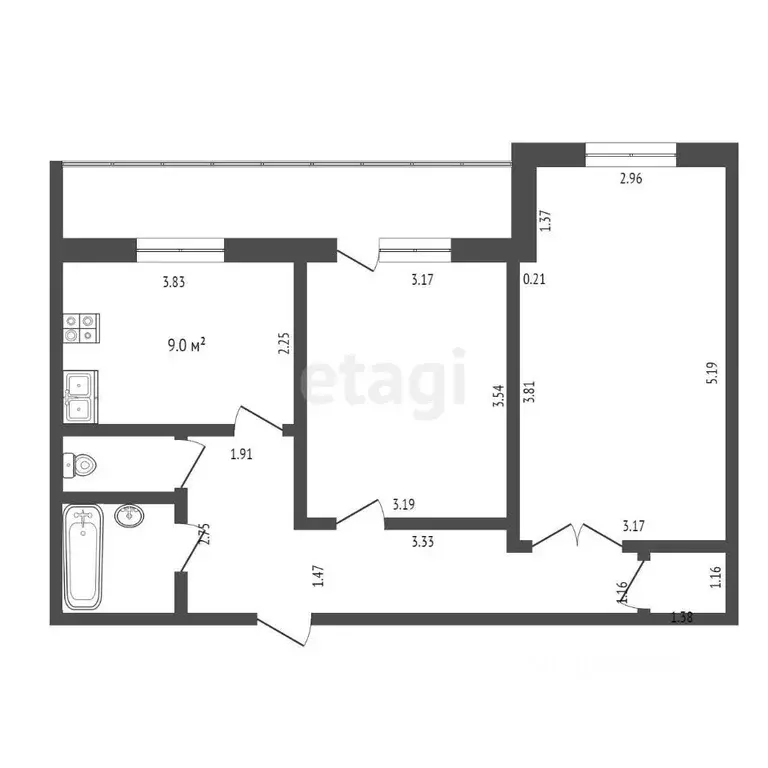 2-к кв. Мордовия, Саранск ул. Гагарина, 96/1 (54.4 м) - Фото 1