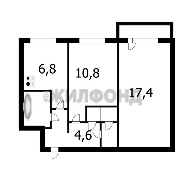 2-комнатная квартира: Новосибирск, Индустриальная улица, 11 (44.7 м) - Фото 0