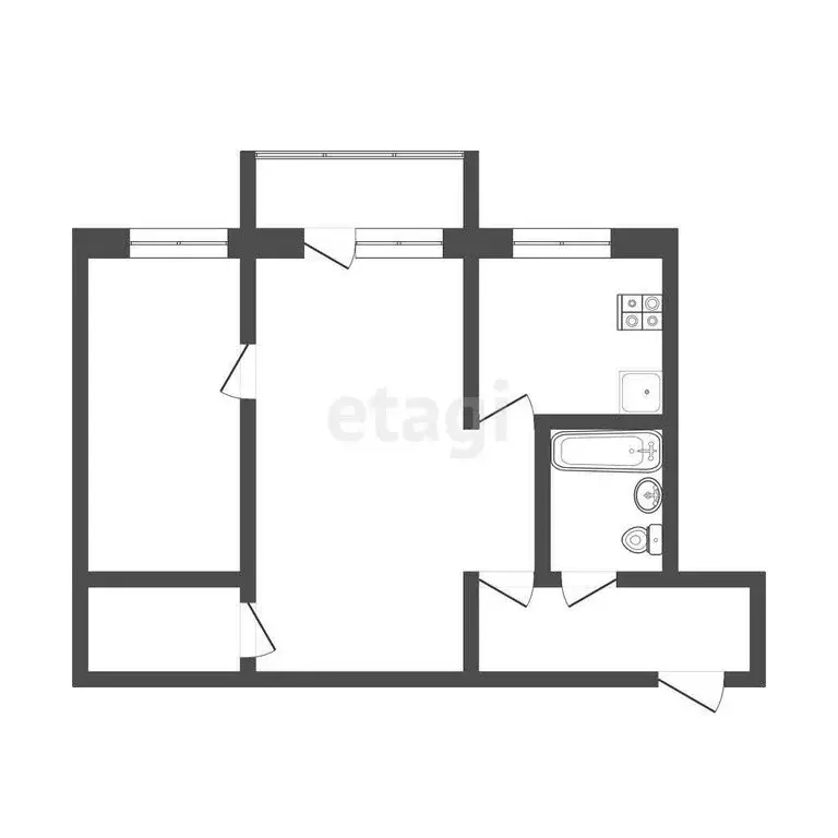2-комнатная квартира: Тюмень, улица Энергетиков, 6 (42 м) - Фото 1