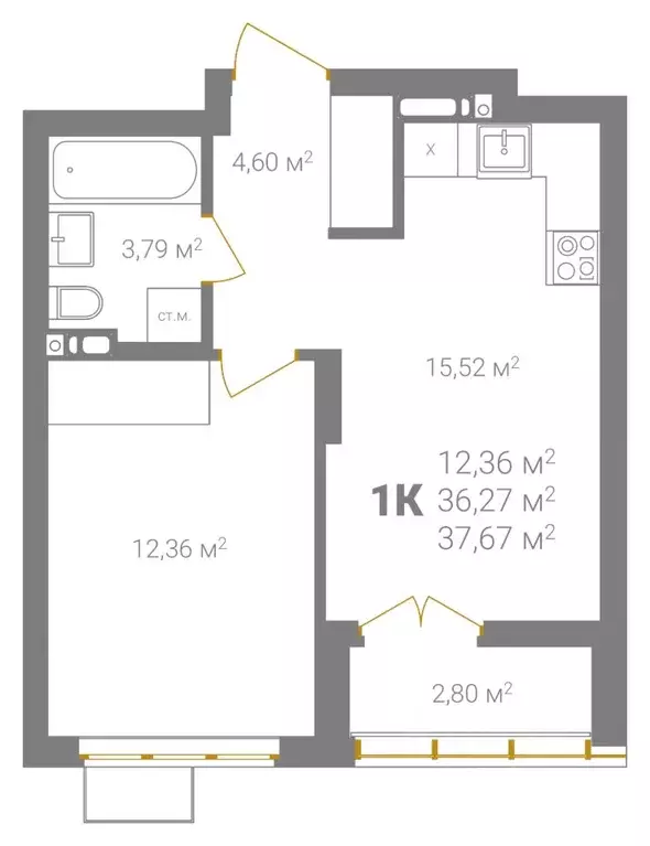 1-к кв. Нижегородская область, Нижний Новгород Ветеринарная ул. (37.67 ... - Фото 2