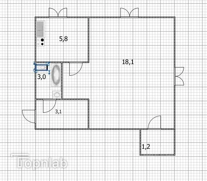 1-к кв. Башкортостан, Уфа Первомайская ул., 67 (31.2 м) - Фото 2