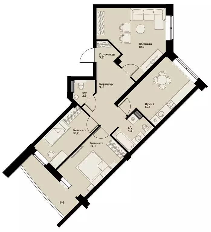 4-комнатная квартира: Сухой Лог, улица Белинского, 40 (76 м) - Фото 0