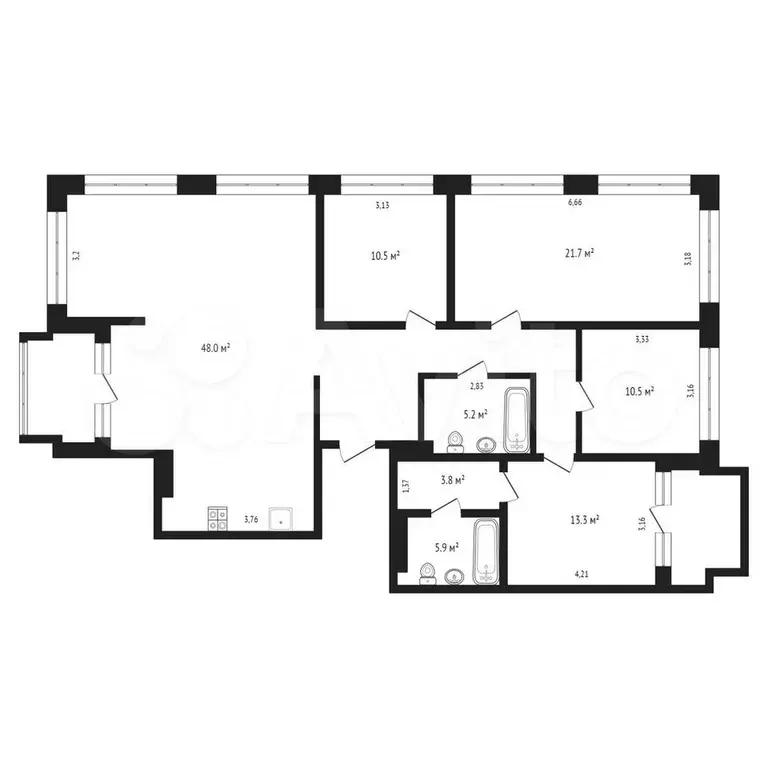 4-к. квартира, 131 м, 3/9 эт. - Фото 0