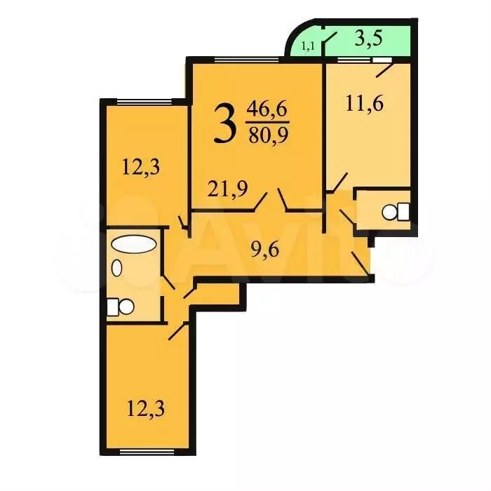 Аукцион: 3-к. квартира, 80,1 м, 15/17 эт. - Фото 0