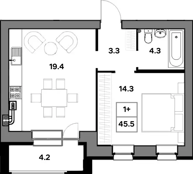 1-комнатная квартира: Ярославль, улица Шевелюха, 130 (45.5 м) - Фото 0