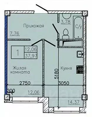 1-к кв. Ставропольский край, Пятигорск  (38.63 м) - Фото 1