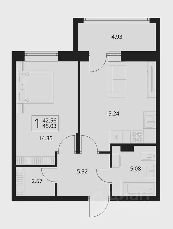 1-к кв. Брянская область, Брянский район, Снежское с/пос, пос. Путевка ... - Фото 1