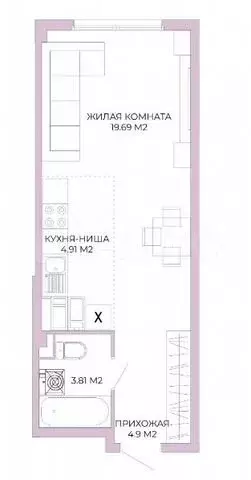 Квартира-студия, 33,3 м, 15/17 эт. - Фото 0