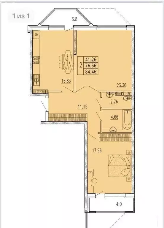 2-комнатная квартира: анапа, улица шевченко, 3 (84.46 м) - Фото 0