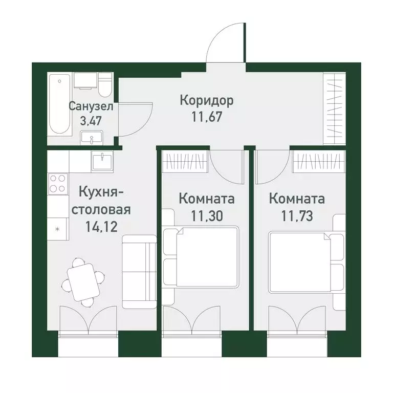 2-комнатная квартира: Екатеринбург, улица Амундсена, 165 (51.2 м) - Фото 1